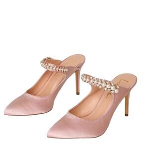 Lulus Sephoraa Rose Gold Satin Pearl Embellished Pointed Toe Pump Size 11 NEW